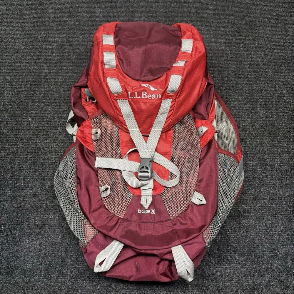 LL Bean Escape 20 Daypack Backpack Hiking Rucksack Red Maroon Outdoor Bag